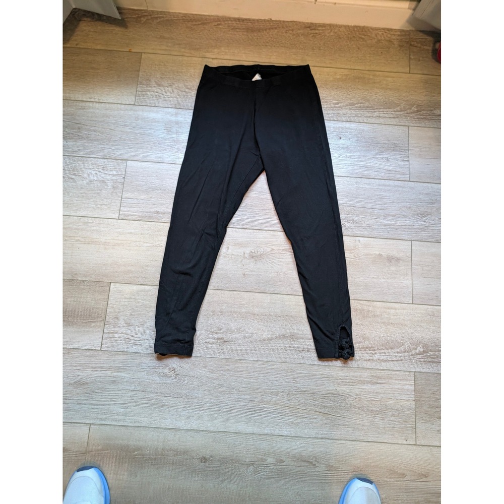 Old Navy Girls Black Cotton Stretch Leggings Knotted Ankle Detail Size Large 10